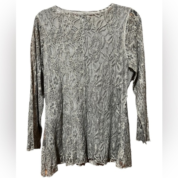 Lace Sequin Embellished Long Sleeve Tunic Top Size S - Picture 4 of 10